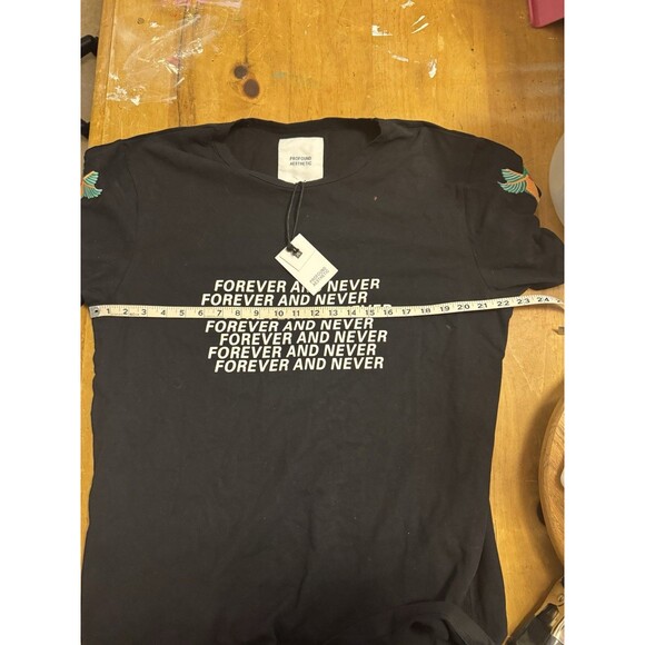 NWT PROFOUND AESTHETIC Graphic Tee T-shirt Streetwear Black Embroidered Large a7 - Picture 10 of 12